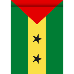 Sao Tome and Principe flag or pennant isolated on white background. Pennant flag icon.