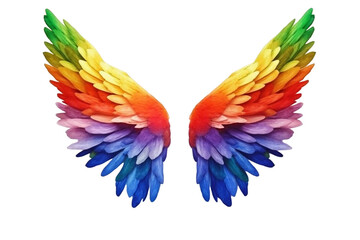 Fototapeta na wymiar Rainbow angel wings isolated