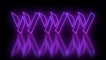 Obraz premium Neon-colored WWW word text illustration with a glowing neon-colored moving outline on a dark background in high resolution. Technology video material illustration. Easy to use.