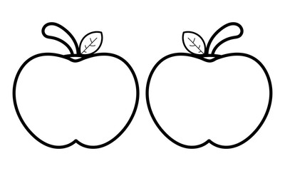 hand drawn apple on white background with food and nature theme