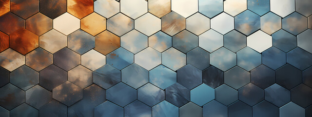 A dynamic high-detail abstract background with a focus on hexagonal shapes - obrazy, fototapety, plakaty