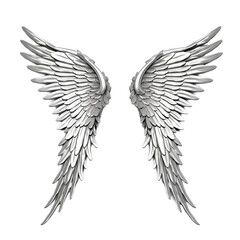 Silver angel wings isolated