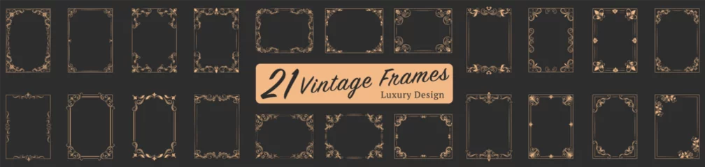 Fotobehang Decorative frames and borders backgrounds vintage design elements © 4zevar