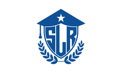 SLR three letter iconic academic logo design vector template. monogram, abstract, school, college, university, graduation cap symbol logo, shield, model, institute, educational, coaching canter, tech