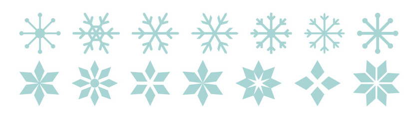 Snowflake icon collection. Snow winter set of elements. Snowflakes template. Cristmas snowflake icon collection. Stock vector