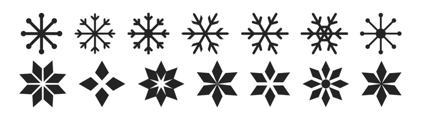 Snowflake icon collection. Snow winter set of elements. Snowflakes template. Cristmas snowflake icon collection. Stock vector