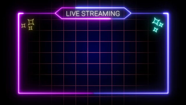 live streaming neon text frame animation box frame neon frame live streaming game live 4k
