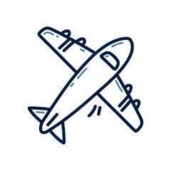 Hand drawn airplane doodle line illustration. Airplane doodle icon vector.