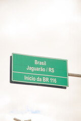 Naklejka premium placa indicando início da BR116 em Jaguarão, Rio Grande do Sul