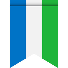 Sierra leone flag or pennant isolated on white background. Pennant flag icon.