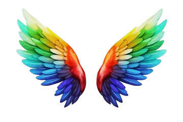 Rainbow angel wings isolated - obrazy, fototapety, plakaty