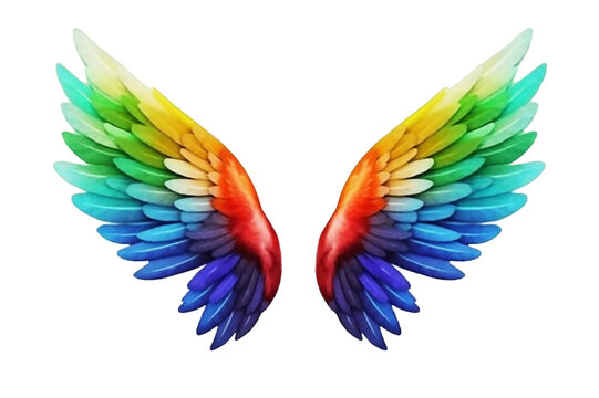 Rainbow angel wings isolated