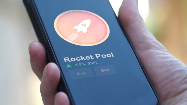 November 17th 2023. An investor analyzing the price of Rocket Pool, the token coin $RPL on a crypto exchange sreen.