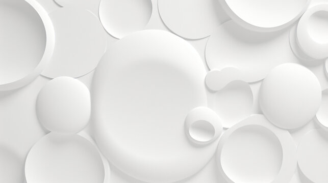 Abstract white 3d circles pattern minimalist background