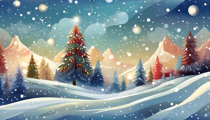 seamless Winter landscape with happy Christmas celebration