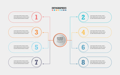Obraz premium Business infographics. Presentation with 8 sections, number options. Vector element. 