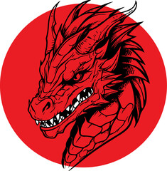 Naklejka premium red dragon head