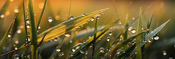 Dew Drops On Wheat Field Morning , Banner Image For Website, Background, Desktop Wallpaper