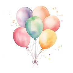 watercolor birthday clipart illustrations in a vibrant and playful style