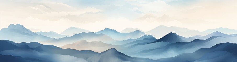 Fototapeta na wymiar Abstract landscape poster. Nature horizon panorama for print, modern mountain scenery background. AI generated image