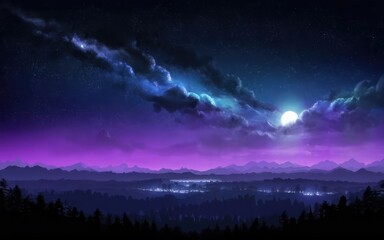 Naklejka premium night sky landscape background