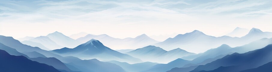 Fototapeta premium Abstract landscape poster. Nature horizon panorama for print, modern mountain scenery background. AI generated image