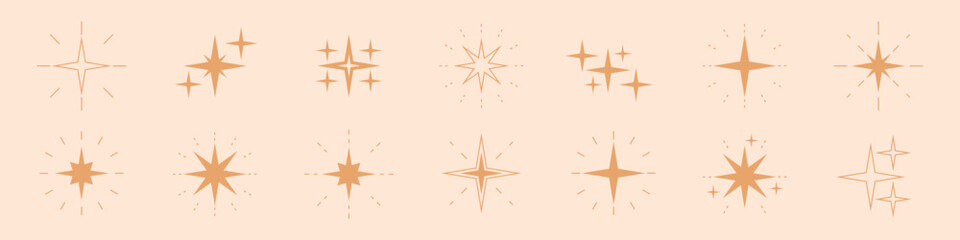 Obraz premium Stars bright, sparkle, magic light star vector icon set