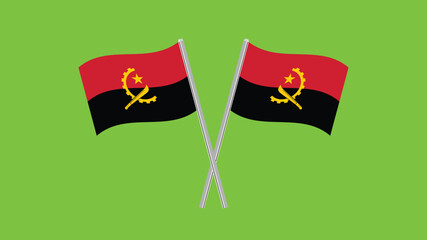 Flag Of Angola, Angola flag vector illustration, National flag of Angola. National symbol of Angola for perfect design, Angola crossed flag isolated on green screen.