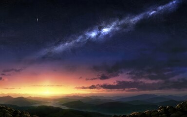 Fototapeta premium night sky landscape background