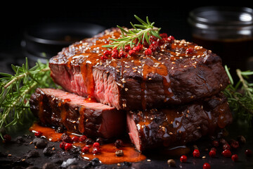 Culinary Masterpiece Elevating Grilled Delights to Visual Gastronomic Excellence. AI generatet