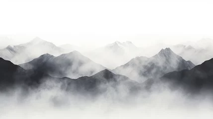 Fotobehang Foggy landscape in the Romanian Carpathians. AI generated image © Or