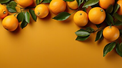 Background with orange fruits flat lay