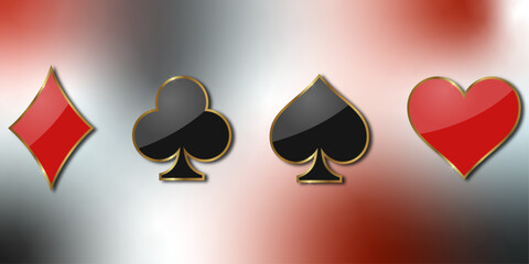 Set of playing card symbols: Diamonds, Hearts, Clubs, Spades