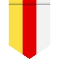 South ossetia flag or pennant isolated on white background. Pennant flag icon.