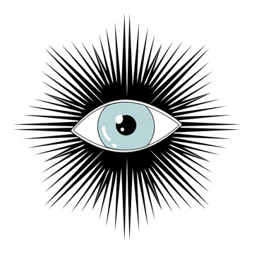 Eye of Providence. Masonic symbol. Sacred geometry, religion, spirituality, occultism. All seeing eye inside triangle pyramid. Vector illustration.
