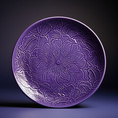 purple earthenware plate on a purple background