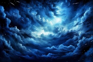 Fototapeta na wymiar Night sky with full moon and clouds, generative ai.
