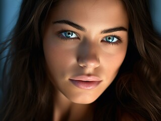 Fototapeta premium Beautiful woman portrait with clean perfect skin, generative ai.