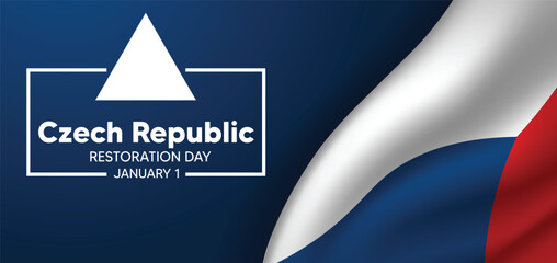 Czech Republic Restoration Day 1 January waving flag vector poster