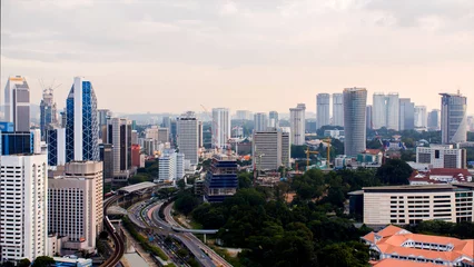 Fotobehang Panorama of the capital of Malaysia, Kuala Lumpur. Time lapse. © Довидович Михаил