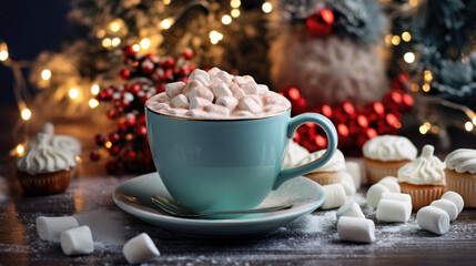 Obraz na płótnie Canvas cocoa with marshmallows, a festive staple on the Christmas