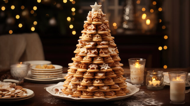 Kransekake gracing the festive Christmas table, a Scandinavian delight for holiday celebrations