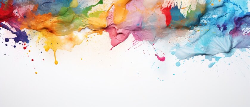 Blank canvas painted with tempera paints with copy space to place an advertisement sign. AI generative