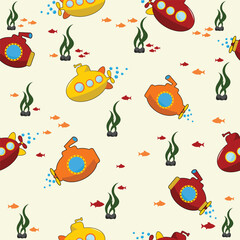 submarine pattern in vector for clothing, fabric, paper, cover, decoration, interior, vector texture, wallpaper, background, etc.