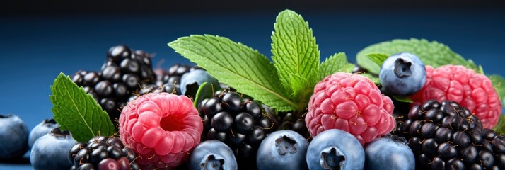 Blue Blueberries Close On Purple Background , Banner Image For Website, Background, Desktop Wallpaper