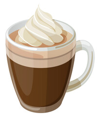 Cup of Hot Chocolate with marshmallows isolated on transparent or white background, png	