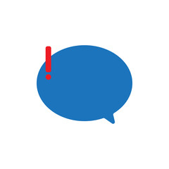 Speech bubble with exclamation mark icon vector illustration. Hazard warning symbol.