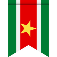 Suriname flag or pennant isolated on white background. Pennant flag icon.