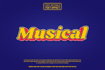 Editable text effect Musical 3d cartoon template style modren premium vector