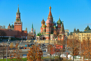 Russia, Moscow Kremlin, St. Basil's Cathedral,  Zaryadye Park